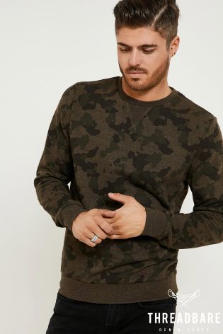 Threadbare Camo Crew Sweatshirt